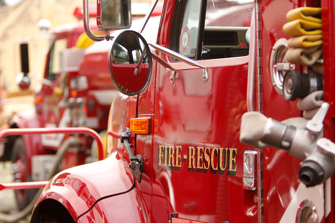 A fire truck, representing essential public safety services like Eastside Fire & Rescue